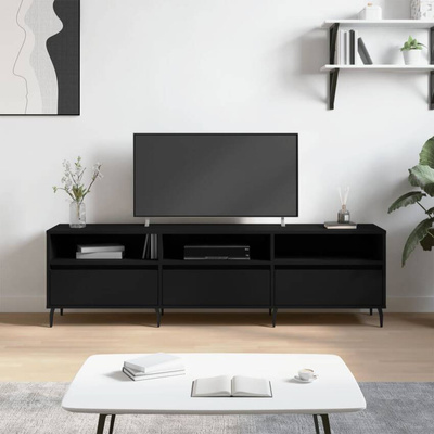 vidaXL Szafka pod TV, czarna, 150x30x44,5 cm, materiał drewnopochodny