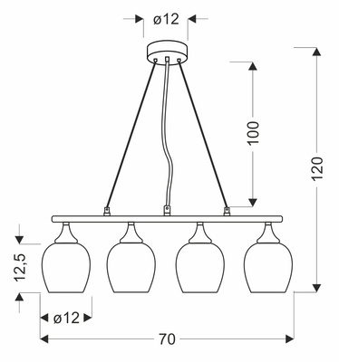 ELECTRA lampa wisząca chromowa 4x60W E27 białe klosze nowoczesna lampa sufitowa do salonu jadalni kuchni efektowny design