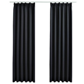 Zasłony zaciemniające z haczykami 2 szt., czarne, 140x175 cm