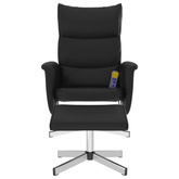 vidaXL Rozkładany fotel masujący z podnóżkiem, czarny, sztuczna skóra