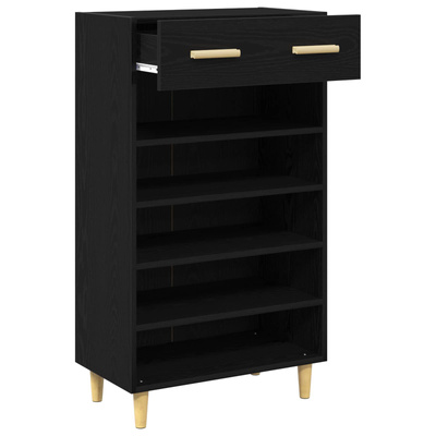 Szafka na buty z szufladą z półką Czarny Dąb 60 x 35 x 105 cm