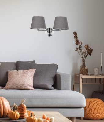 Ibis Lampa Kinkiet Satynowy 2X40W E14 Abażur Grafitowy