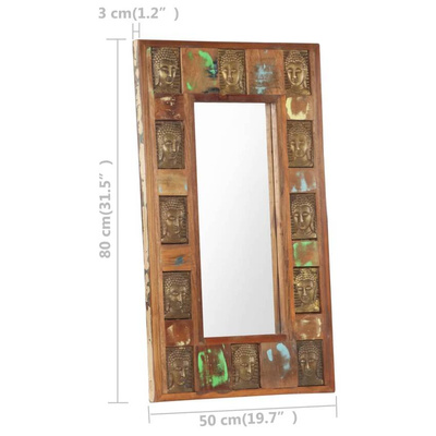 vidaXL Lustro z wizerunkiem Buddy, 50x80 cm, lite drewno z odzysku