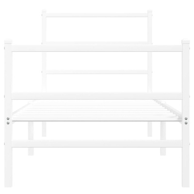 Metalowa rama łóżka z wezgłowiem i zanóżkiem, biała, 80x200 cm