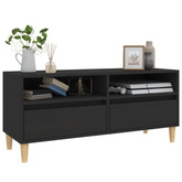 vidaXL Szafka pod TV, czarna, 100x34,5x44,5cm, materiał drewnopochodny