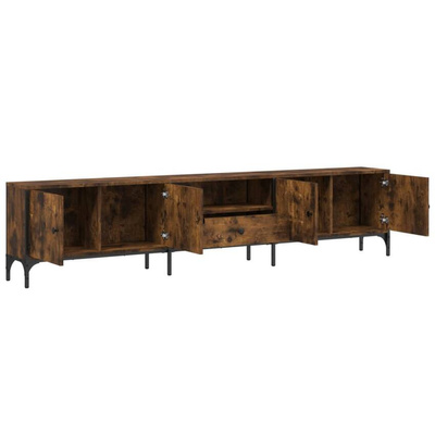 vidaXL Szafka pod TV, z szufladą, przydymiony dąb, 200x25x44 cm