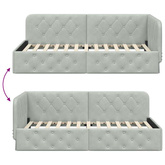 Rama łóżka narożnego Jasnoszary 90 x 200 cm Aksamit