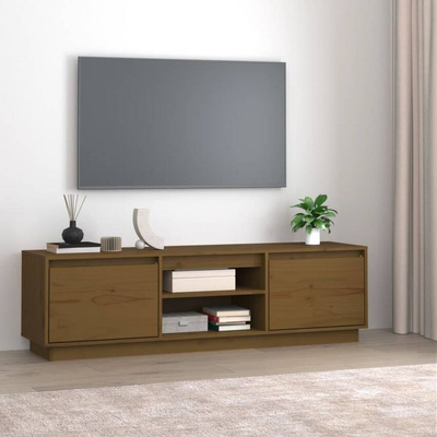 vidaXL Szafka pod TV, miodowy brąz, 140x35x40 cm, lite drewno sosnowe