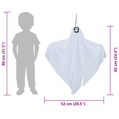 Zawieszany Duch Halloween 3 pcs Biały 52 x 62 cm Poliester
