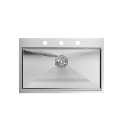 BURT Workstation SteelQ zlewozmywak 1-komorowy b/o stal szlachetna 760*500*220 mm + syfon push to open + dozownik stal szcz. + wkładka ociekowa+ Qmata + nakładka