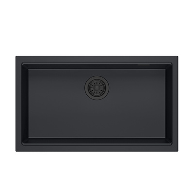 LOGAN 110 GraniteQ zlewozmywak pure carbon 76x44x23,5 cm 1-komorowy wpuszczany z syfonem manualnym pure carbon