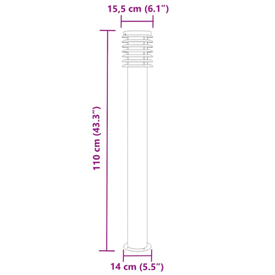 Lampy ogrodowe na słupku, 3 szt., czarne, 110 cm, stal
