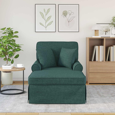 Chaise Lounge z Fartuszkiem 3 szt. Ciemna zieleń tkanina