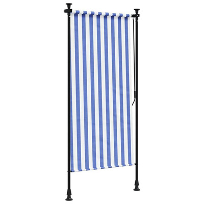 vidaXL Roleta zewnętrzna, niebiesko-biała, 100x270 cm, tkanina i stal