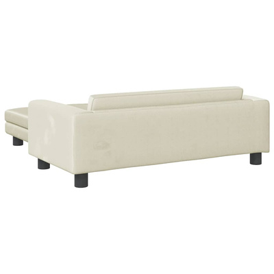 vidaXL Sofa dziecięca z podnóżkiem, kremowa, 100x50x30 cm, aksamit