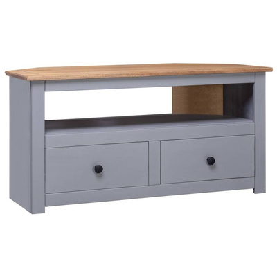vidaXL Narożna szafka pod TV, szara, 93x49x49 cm, sosna, seria Panama