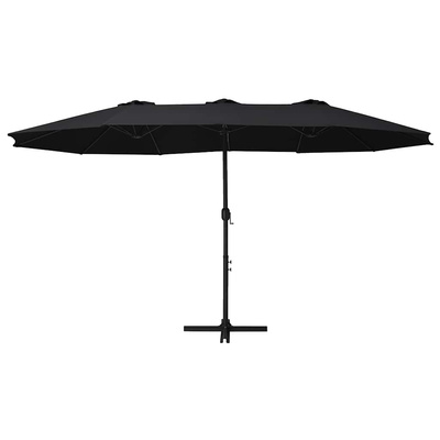 Parasol ogrodowy na słupku aluminiowym, 460 x 270 cm, czarny