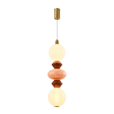 FLORES lampa wisząca mosiężny+brązowy+pomarańczowy 15W LED 3000K klosz biały