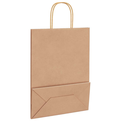 Torby papierowe 250 szt. z uchwytami Brązowe 26x12x35 cm