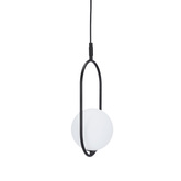 Lampa wisząca CORDEL elegancka - czarna z białym kloszem kulką - nowoczesne oświetlenie salonu i łazienki 1x G9 LED