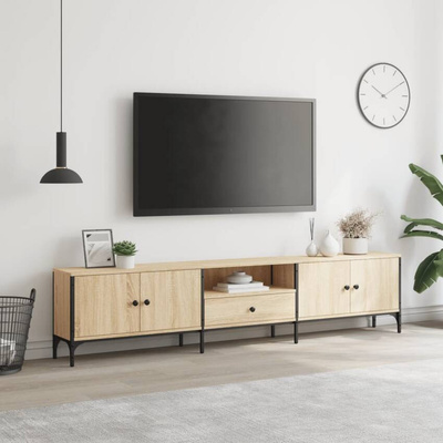 vidaXL Szafka pod TV, z szufladą, dąb sonoma, 200x25x44 cm