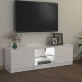 vidaXL Szafka pod TV z oświetleniem LED, biała, połysk, 120x30x35,5 cm