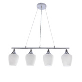 ELECTRA lampa wisząca chromowa 4x60W E27 białe klosze nowoczesna lampa sufitowa do salonu jadalni kuchni efektowny design