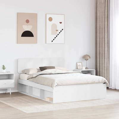 Ramka łóżka Z zagłówkiem Biały 140 x 200 cm Lite drewno sosnowe