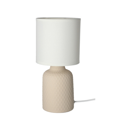 Lampka nocna Iner beżowa ceramiczna z abażurem