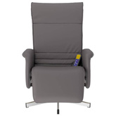 vidaXL Rozkładany fotel masujący z podnóżkiem, szary, sztuczna skóra