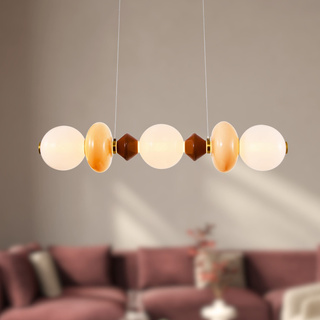 FLORES lampa wisząca mosiężny+brązowy+pomarańczowy poz.20W LED 3000K klosz biały