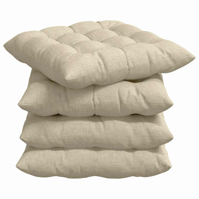 Poduszki na siedziska 4 pcs Kremowy 40 x 40 x 6 cm tkanina