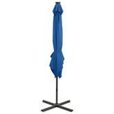 vidaXL Parasol wiszący z lampkami LED i słupkiem, lazurowy, 250 cm