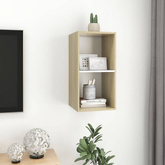 vidaXL Wisząca szafka pod TV, dąb sonoma i biel, 37x37x72 cm