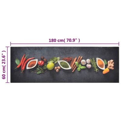 vidaXL Dywanik kuchenny, wzór w przyprawy, 60x180 cm, aksamit