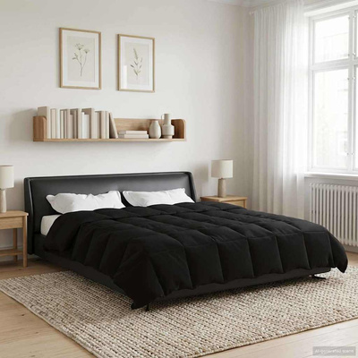 Kołdra na cały rok Kwiłtowany Czarny 240 x 260 cm Mikrofibra