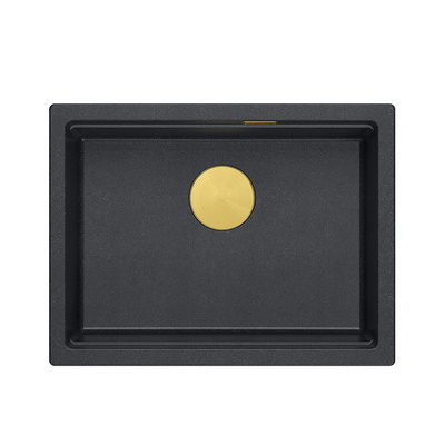 LOGAN 100 GraniteQ zlewozmywak black diamond 59,5x45,1x21,5 cm 1-komorowy wpuszczany z syfonem manualnym złoty