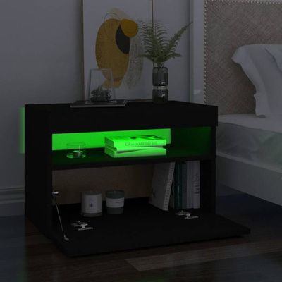 vidaXL Szafka pod TV z oświetleniem LED, czarna, 60x35x40 cm