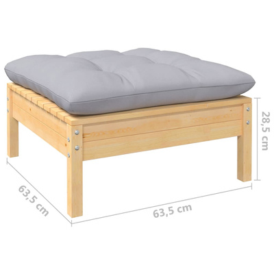 12-cz. zestaw wypoczynkowy do ogrodu, szare poduszki, sosna