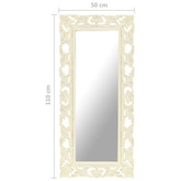 vidaXL Lustro w ręcznie rzeźbionej, białej ramie, 110x50 cm, mango