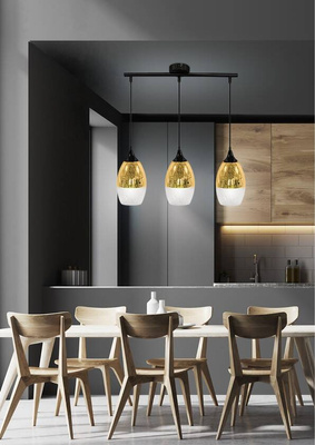 Lampa wisząca złota szklana regulowana 3x60W Celia Candellux 33-57327