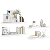 vidaXL Półki ścienne, 4 szt, wysoki połysk, białe, 90x23,5x3,8 cm, MDF