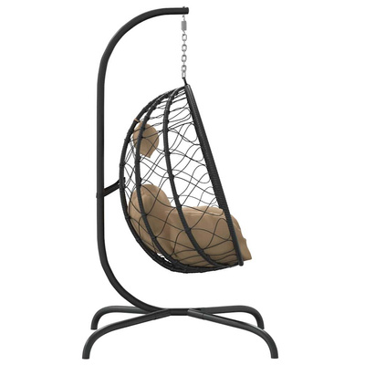 vidaXL Wiszące krzesło kokon z poduszką, kolor taupe, rattan PE i stal