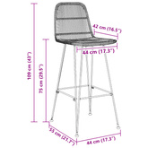 Stołek barowy 2 szt. naturalny 44 x 55 x 109 cm Rattan i Stal