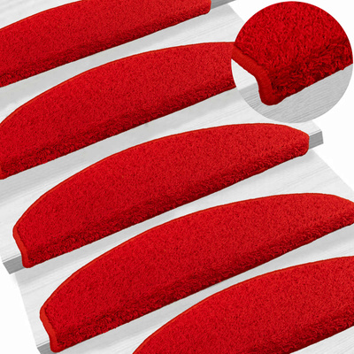 Samoprzylepne maty na schody 15 pcs czerwony 80 x 24,5 x 3,5 cm
