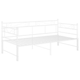 vidaXL Sofa z wysuwaną ramą łóżka, biała, metalowa, 90x200 cm