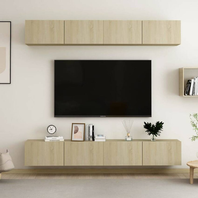 vidaXL Szafki telewizyjne, 4 szt., dąb sonoma, 100x30x30 cm, płyta