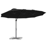 Parasol plażowy Czarny 372 x 198 x 243 cm Poliester i aluminium