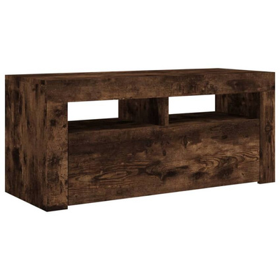 vidaXL Szafka pod TV z oświetleniem LED, przydymiony dąb, 90x35x40 cm