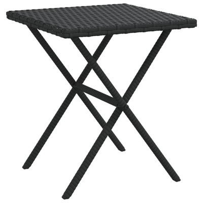 vidaXL Leżaki ze stolikiem, 2 szt., czarne, polirattan model standard